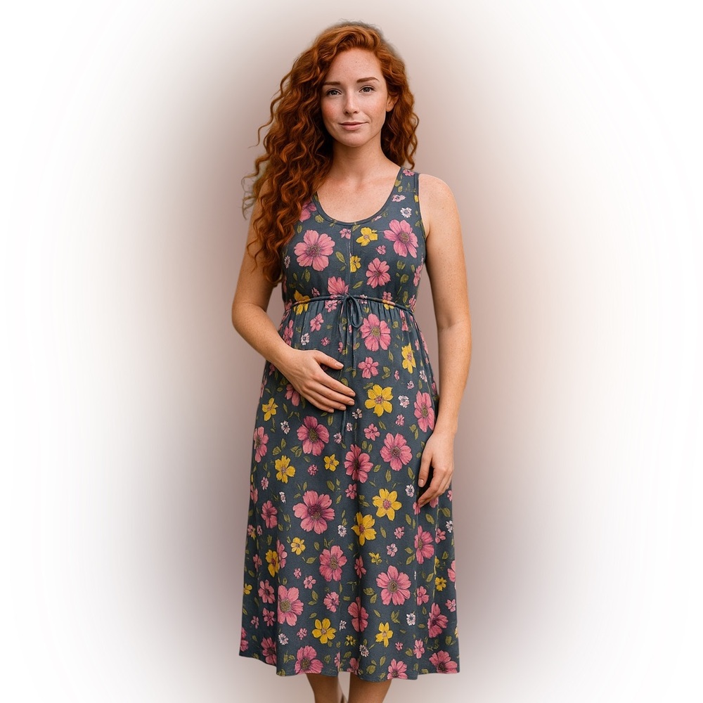 Baby Be Mine Floral Maxi Dress - Gray and Pink